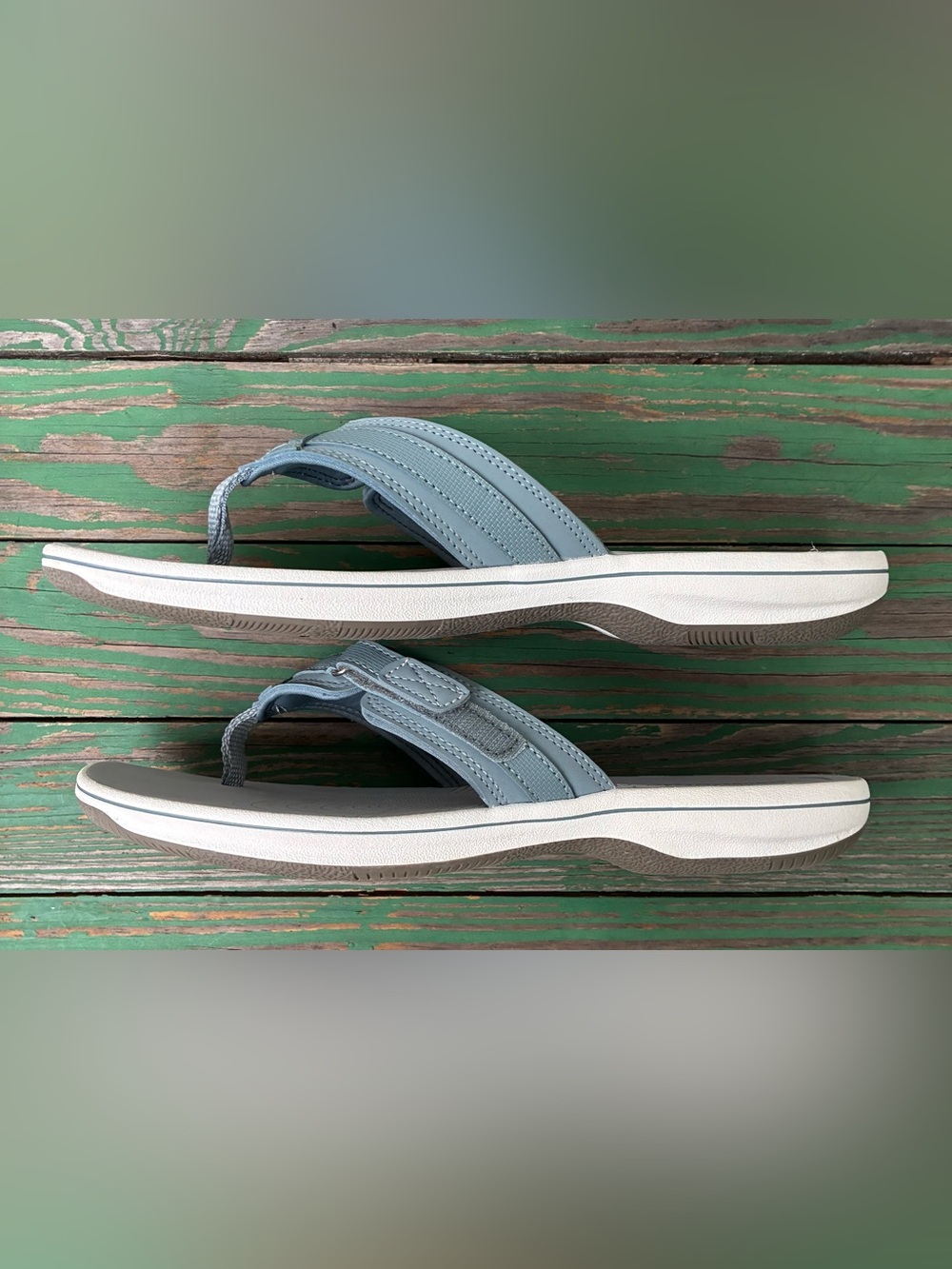 Clarks Cloudsteppers Womens Sz 10 Breeze Sea Blue Gray Flip Flop Sandals - Picture 8 of 15